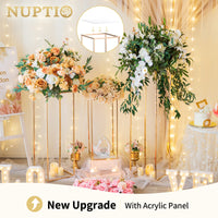 1 x RAW Customer Returns Nuptio Gold Wedding Centerpieces for Tables with Acrylic Top - 3 Pack Tall Golden Vase for Centerpieces Pillar Flower Stand for Weddings Party Home Decorations 60cm 80cm 100cm  - RRP €78.98