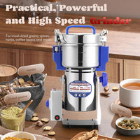 1 x RAW Customer Returns Moongiantgo 800g Electric Grain Mill 50-300 Mesh Spice Grinder, Stainless Steel 2500W 36000RPM Commercial Motor, with Overload Protection Open Cover Stop, for Herbs Grains Spices 800g Swing Type  - RRP €154.39