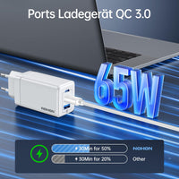 1 x RAW Customer Returns NOHON USB-C Fast Charger Plug 65W GaN 3 Ports PD3.0 with 140W Fast USB C Cable 1.2M PPS Compatible with MacBook Pro Air Airpods iPad iPhone 15 14 13 12 Pro Max Galaxy S23 White  - RRP €39.99