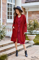 1 x RAW Customer Returns GRACE KARIN Women s Basic Winter Coat Medium Length Coat Elegant V-Neck Outwear Warm Oversized Plain Coat Autumn Winter Women s Coat Red L - RRP €93.23