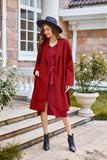 1 x RAW Customer Returns GRACE KARIN Women s Basic Winter Coat Medium Length Coat Elegant V-Neck Outwear Warm Oversized Plain Coat Autumn Winter Women s Coat Red L - RRP €93.23