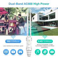 1 x RAW Customer Returns FLASHOWL Wi-Fi Range Extender Outdoor Repeater Amplifier AC600 Wireless Signal Enhancer Dual Band 2.4G 5GHz Antennas 600Mbps Waterproof WiFi Booster for Outdoor - RRP €75.99