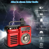 1 x Brand New efluky Retro Portable Hand Crank Radio FM AM WB, World Receiver, Radio with Bluetooth Speaker, Emergency Power Bank, LED Flashlight, SOS Alarm, Alarm Clock, Travel, Emergencies Red  - RRP €45.29