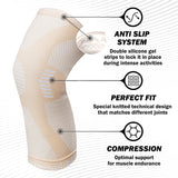 1 x RAW Customer Returns POWERLIX Knee Brace for Women Men, Compression Knee Support for Meniscus Tear, Arthritis, Relieves Knee Pain, ACL, Running, Weightlifting, Basketball, Volleyball, Sports, Beige, XXL - RRP €16.99