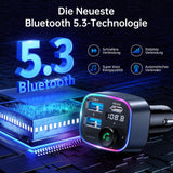 1 x RAW Customer Returns SYNCWIRE Bluetooth 5.3 FM Transmitter Car Charger 48W PD 36W 12W Dual USB Port Charger Car Adapter, Wireless Radio, LED Display, Support 64GB USB Drive, Light Switch, Blue - RRP €23.14