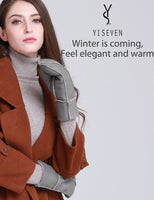 1 x Brand New YISEVEN Women New Winter Mittens Gloves Hand-stitched Genuine Sheepskin Leather Warm Merino Long Wrist Thick Fur Lining Gift,Gray M - RRP €26.1