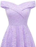 1 x RAW Customer Returns Homrain Women s Bridesmaid Dresses Off Shoulder Lace Dress Rockabilly Cocktail Dress Swing Rockability A-Line High Low Ball Gown Lavender 3XL - RRP €49.99