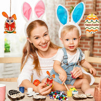 8 x Brand New Herefun wooden Easter bunny craft set, 194 pieces of Easter eggs bunny to paint with stickers, Easter bunnies to paint, DIY Easter bunny decoration, toy children Easter for Easter eggs Easter bunny - RRP €96.8