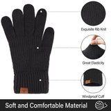 1 x RAW Customer Returns Bequemer Laden Women s Warm Winter Touchscreen Gloves, Thermal Winter Knitted Gloves, with Elastic Cuff, Black, One Size - RRP €24.0