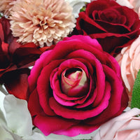 1 x RAW Customer Returns OrgMemory Artificial Flowers, Dusty Pink Flowers, Faux Foam Roses, Flowers for Decorations, Fake Flowers for Wedding Dusty Pink Burgundy  - RRP €23.99