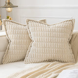 1 x Brand New MIULEE Decorative Corduroy Cushion Cover Square Sofa Cushions Super Soft Modern Home Pillowcase for Bedroom Living Room Office Chair 50x50 cm Set of 2 Cream White - RRP €19.2