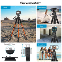 1 x RAW Customer Returns Victiv Camera Tripod 182cm Aluminum Travel Tripod Lightweight Compact Tripod with 3-Way Swivel Head for 360 Panoramic Shooting for DSLR YouTube Living Vlog - Orange - RRP €41.34