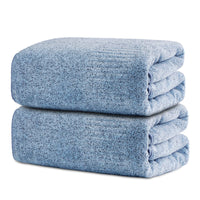 1 x RAW Customer Returns SEISSO bath towel, 2 pieces 90 x 160 cm large bath towel, super soft, highly absorbent and quick-drying bath towels, blue - RRP €29.57