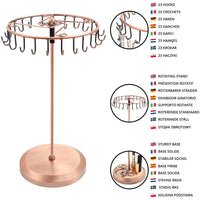 1 x RAW Customer Returns Belle Vous Necklace Stand Jewelry Copper Rotatable 23 Hooks H34.8 x W20.5 cm Jewelry Stand Tree - Chain Storage Hanging - Jewelry Tree for Necklaces Bracelets, Rings Earrings - RRP €19.76