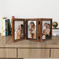 3 x RAW Customer Returns Shampsen 3 Picture Frames 13x18 Picture Frame Collage Brown with Hinge Tri-Folding Frame Table Top Desk Display, Gift for Mother, Friend - RRP €68.97