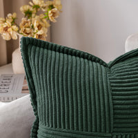 1 x RAW Customer Returns MIULEE Set of 2 Corduroy Cushion Covers Velvet Cushion Soft Throw Pillow Decorative Pillowcase Modern Cushion Cover Sofa Cushion Decorative Pillow Couch Cushion for Living Room Bedroom Dark Green 45 x 45 cm - RRP €24.99