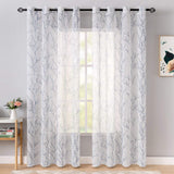 1 x Brand New MIULEE 2 Units Living Room Curtains Bedroom Curtains Modern Translucent Curtain for Window Branches Curtains with Eyelets for Living Room Bedroom Room 140x225cm Blue - RRP €24.48