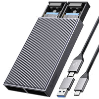 1 x RAW Customer Returns ORICO Dual-Bay M.2 NVMe SSD Enclosure, USB C to M2 Adapter for M Key PCIe 2230 224 2260 2280 M.2 SSDs, Tool-Free Installation Aluminum M2 External Case Support Trim and UASP up to 2x4TB-BM2-2N - RRP €64.33