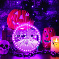 12 x Brand New Purple Battery Operated 3D Halloween Hanging Lights with Suction Cup Portable Halloween Pendant Lamp for Bedroom Showcase Wall Window Indoor Decoration Spider Style  - RRP €273.6