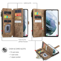 1 x RAW Customer Returns QLTYPRI Cell Phone Case for Samsung Galaxy A51, Zipper Case PU Leather Flip Case Card Slot Wallet with Lanyard for Samsung Galaxy A51 - Brown - RRP €20.16