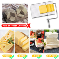 1 x RAW Customer Returns Cheese cutter, cheese cutter with wire and 1 PCS butter knife-butter cutter, cheese cutter stainless steel with 5 PCS replacement wire, cheese slicer, cheese board with wire, cheese knife, cheese slicer, cheese cutter - RRP €19.19