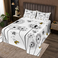 2 x Brand New Homewish Flower Quilted Yellow Cute Bee Bedspread for Girls Boys Teens Sketch Floral Animal Bed Cover Set Pastoral Rustic Style Quilt Set With 1 Pillowcase 170x210 Black - RRP €79.98