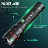 1 x RAW Customer Returns GEARLITE LED Mini Flashlight Rechargeable, 2000 Lumen, Extremely Bright with 3 Modes, Zoomable, with Long Runtime, IP65 Waterproof Flashlight for Camping Fishing Outdoor 2 Pack  - RRP €15.99