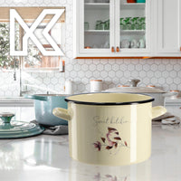 1 x RAW Customer Returns KADAX enamel pot, enamel cooking pot in 6 capacities and 3 designs, milk pot in country house style, dishwasher-safe pot with flower motifs 2.4L, flowers  - RRP €22.8