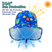 7 x RAW Customer Returns Sun hat with neck protection for baby girls boys Anti-UV UPF50 summer hat for beach, swimming pool, fishing, travel, excursion hat with adjustable chin strap - RRP €193.2