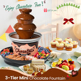 1 x RAW Customer Returns Huanyu Huanyu 3-Tier Mini Chocolate Fountain Machine 10 Bamboo Skewers Removable Tray 450g Chocolate Fondue Fountain for Party Birthday Wedding Chocolate Nacho Cheese BBQ Sauce Liqueurs Black  - RRP €59.5