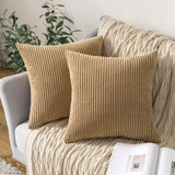 1 x RAW Customer Returns MIULEE Set of 2 Cushion Covers Corduroy Cushion Cover Decorative Pillowcase Sofa Cushion Couch Cushion Throw Pillow Decorative Pillowcase Decorative Cushion Cover with Hidden Zipper 40 x 40 cm Taupe - RRP €17.99