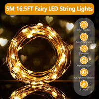 1 x RAW Customer Returns Vacoulery Fairy Lights Battery Timer 4 Pack , 5M 50 LED Fairy Lights Battery Waterproof Fairy Lights 8 Program for Room Christmas Halloween Wedding Decoration - RRP €17.14