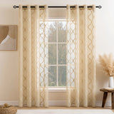 1 x RAW Customer Returns MIULEE Set of 2 Voile Curtains Sheer with Eyelets Transparent 140 x 225 cm Brown Yellow Look Curtain Eyelet Curtain Living Room Window Curtain Morocco Airy Chic Translucent Decorative Curtain for Bedroom - RRP €35.48