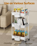 1 x RAW Customer Returns HBTower kitchen trolley 3 levels, serving trolley utility cart with wheels, trolley with 3 rolling shelves, multi-purpose trolley for kitchen makeup bathroom office, white - RRP €42.99