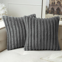 1 x RAW Customer Returns MIULEE Plush Velvet Cushion Cover Faux Fur Soft Modern Sofa Cushion Decorative Cushion Smooth Zip Washable Decorative Cushion Cover for Living Room Bedroom Sofa Set of 2 50 x 50 cm Grey - RRP €20.65