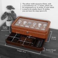 1 x RAW Customer Returns ROTHWELL 12-Compartment Leather Watch Box with Valet Drawer - 12 Compartment Luxury Watch Case, Display Organizer, Microsuede Insert, Men s Accessories Holder, Jewelry Box, Jewelry Display Organizer Tan Brown  - RRP €139.28