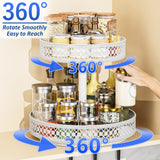 1 x RAW Customer Returns Lazy Susan Organizer 2 Tier Turntable Spice Rack 12 Inch Adjustable Metal Rotating for Cabinet Pantry Kitchen Countertop Dining Table Cupboard Makeup Storage White - RRP €36.99