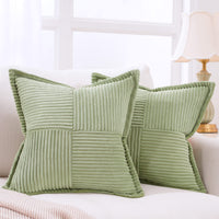 1 x RAW Customer Returns Topfinel Set of 2 Cushion Covers 50 x 50 cm Green Corduroy Velvet Cushion Covers Sofa Cushion Couch Cushion Decorative Cushion Children s Cushion for Bedroom Living Room - RRP €21.17