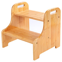 1 x RAW Customer Returns VaeFae Bamboo Step Stool 2 Steps Non-Slip with 2 Handles - RRP €43.0