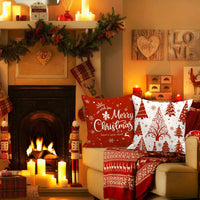 1 x RAW Customer Returns Lanpn 4 pieces white and red cushion cover Christmas cushion cover 60 x 60 cm, winter snowflakes decorative Christmas pillows for Christmas decoration Christmas bed linen sofa decorations red  - RRP €22.99