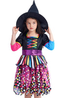 1 x Brand New IKALI Witch Costume for Kids Girls, Spider Skeleton Halloween Carnival Party Dress 7-8 Years - RRP €17.8