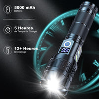 1 x RAW Customer Returns WOVTE LED Flashlight, Super Powerful Rechargeable 5 Modes Zoomable for Emergency Camping Hiking Battery 5000mAh  - RRP €20.4