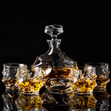 1 x RAW Customer Returns KANARS Whiskey Glasses and Decanter, Lead Free Sturdy Crystal Whiskey Bottle Set for Scotch, Bourbon, 750 ml Decanter and 4 Whiskey Glasses 320 ml, Luxury Gift Box, 5 Pieces - RRP €66.66