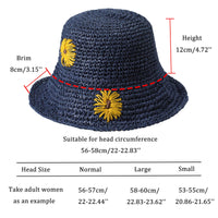 1 x RAW Customer Returns ZLYC Women s Sun Hat Foldable Summer Straw Hat Wide Brim Beach Hat UV Protection Outdoor Hat with Sunflower, Sunflower Navy, Size One size fits all - RRP €18.14