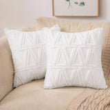 8 x Brand New MIULEE Set of 2 Wool Cushion Covers Decorative Pillows Polyster Sofa Cushion Triangle Soft Couch Cushion Cover Decorative Pillowcase with Hidden Zipper for Living Room Bedroom White 50 x 50 cm - RRP €165.28