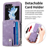 1 x RAW Customer Returns TINGYR for Samsung Galaxy Z Flip 5 Case, Hybrid PC and Leather Protection, Card Holder Zipper Wallet in One, Anti-Drop Phone Case for Samsung Galaxy Z Flip 5.Purple - RRP €18.68