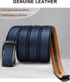 1 x RAW Customer Returns KEMISANT Men s Belt 2 Pieces, Men s Leather Belt Automatic Ratchet Buckle 35mm, Adjustable Trim to Fit Black Blue, 160cm 48-56adjustable waist  - RRP €39.34