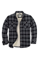 1 x Brand New Coevals Club Men s Flannel Jacket Shirt Sherpa Lumberjack Shirt Flannel Shirt Long Sleeve Checked Press Studs Cotton Winter Shirt Black Grey 9 M  - RRP €50.41