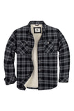 1 x Brand New Coevals Club Men s Flanelljacke Flannel Jacket Long Sleeve Plaid Casual Warm Sherpa Lined Shirt for Men Black Gray 9 L  - RRP €59.99