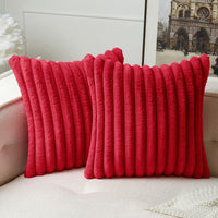 1 x RAW Customer Returns MIULEE Plush Velvet Cushion Cover Faux Fur Soft Modern Sofa Cushions Throw Pillows Smooth Zipper Washable Decorative Cushion Cover for Living Room Bedroom Sofa Set of 2 45 x 45 cm Red - RRP €19.49